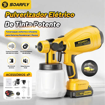 Kit de Pintura Elétrica Soarfly 48V — Pistola Sem Fio + 2 Baterias