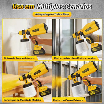 Kit de Pintura Elétrica Soarfly 48V — Pistola Sem Fio + 2 Baterias